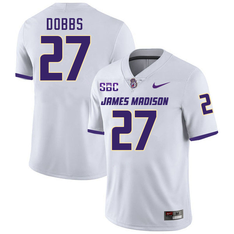 #27 Jacob Dobbs JMU Jersey,James Madison Dukes Football Jerseys Stitched-White